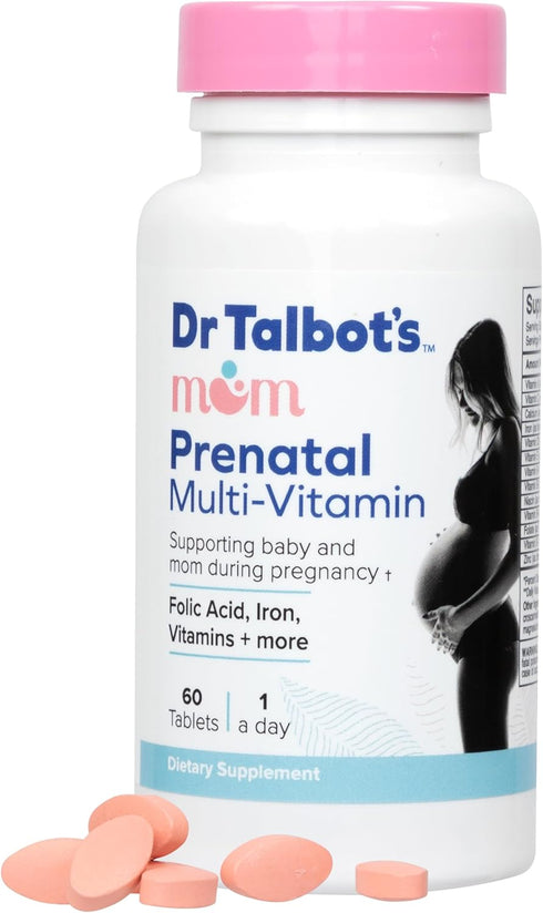 Dr. Talbot's Mom Prenatal Multi-Vitamin Supplement - Folic Acid, Iron, Vitamins, and More - 60 Tablets