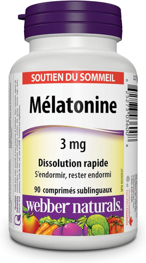 Webber Naturals Melatonin 3 mg Quick Dissolve, 90 Sublingual Tablets