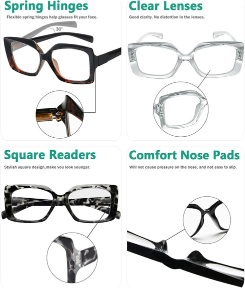 Eyekepper 4 Pack Reading Glasses for Women - Ladies Readers +2.00