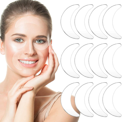 Syhood 12 Pieces Silicone Eye Wrinkle Pads, Anti Aging Reusable Under Eye Patches for Mouth and Eyes