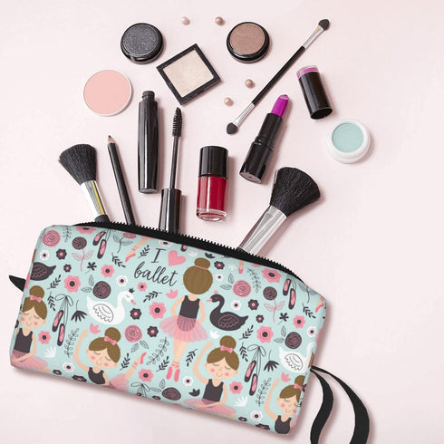 YISHOW Adorable Ballet Dancer Makeup Bag - Travel Cosmetic Toiletry Organizer Case for Women