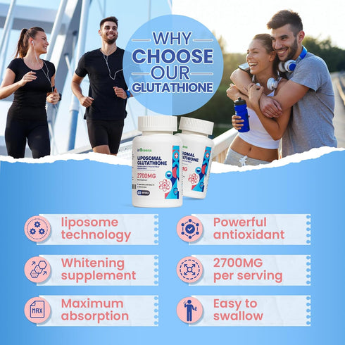 2700 MG Liposomal Glutathione Supplement, 60 Softgels, Max Absorption, Antioxidant with Hyaluronic Acid & Resveratrol
