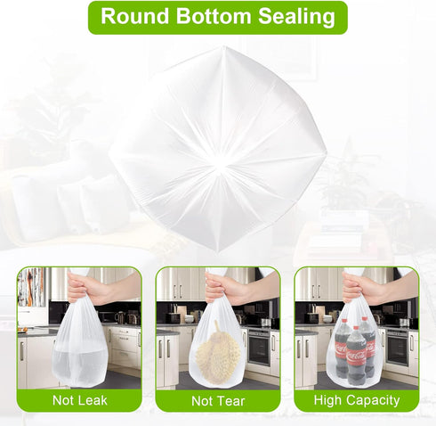 100 Clear 2.6 Gallon Small Trash Bags (White) for Home, Office, Kitchen, Bathroom