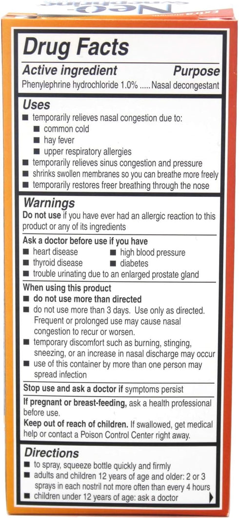 Neo-Synephrine Nasal Spray, Extra Strength Formula, 0.50 Ounces Each, Value Pack of 3