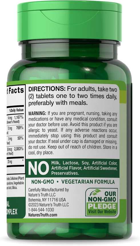Nature's Truth Vitamin B Complex | Plus B12 | 90 Tablets | Vegetarian and Non-GMO Supplement