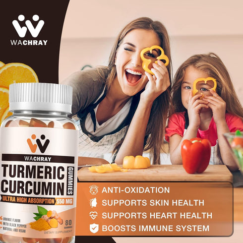 Turmeric Curcumin Gummies with Ginger & Black Pepper Extract - 3 Pack Vegan Gummy Supplements for Joint Health