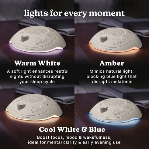 Light,12 Homedics Sleep Better Portable Sound Machine, Night Soothing Sounds Including White Noise, Rain