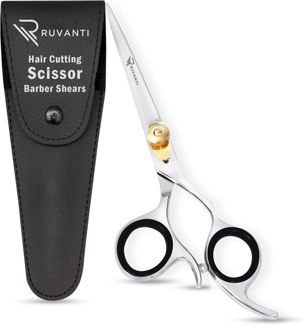 Ruvanti Hair Cutting Scissors, Professional Barber Premium Shears, Sharp Stainless Steel Blades, Comfortable Grip