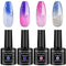 senvenski Color Changing Gel Nail Polish Kit, UV/LED Soak Off Nail Art Set with Glitter Colors