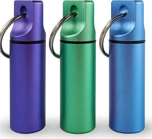Portable Small Pill Organizer Box, Waterproof Keychain Pill Holder Metal Case with Keyring for Outdoor Camping Travel