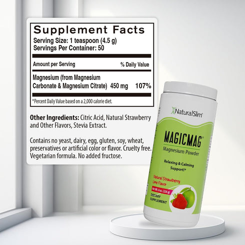 MagicMag 8oz NaturalSlim Magnesium Citrate Powder Drink for Relaxation, Stress, Constipation, Better Rest & Digestive
