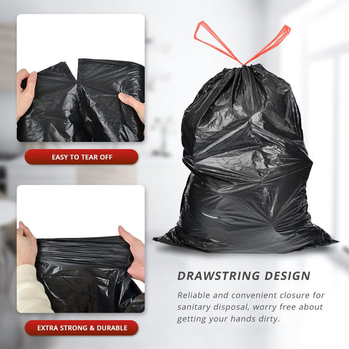 Ultra Strong 15 Gallon Drawstring Trash Bags, 102 Count Large Heavy Duty Thicken Plastic Tall Kitchen Garbage Bags