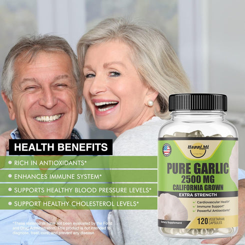 Garlic Capsules 2500mg, Organic Garlic Bulbs, Natural Immune Support, 40 Day Supply