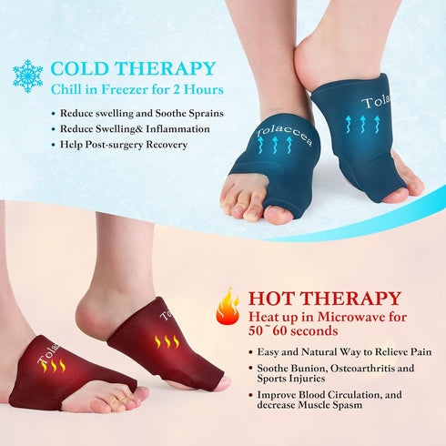 Foot Ice Packs for Big Toe Pain Relief, Flexible Reusable Gel Ice Pack for Hot and Cold Therapies