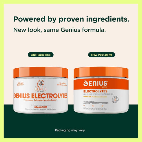 Genius Electrolytes Powder Drink Mix, Orange Fizz, 30 Servings, Natural Hydration Booster & Endurance Supplement