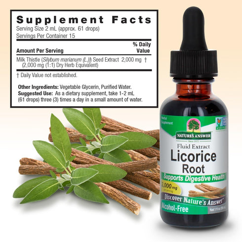 Nature's Answer Licorice Root Herbal Supplement, 1oz - Supports Digestive Health, Non-GMO & Kosher
