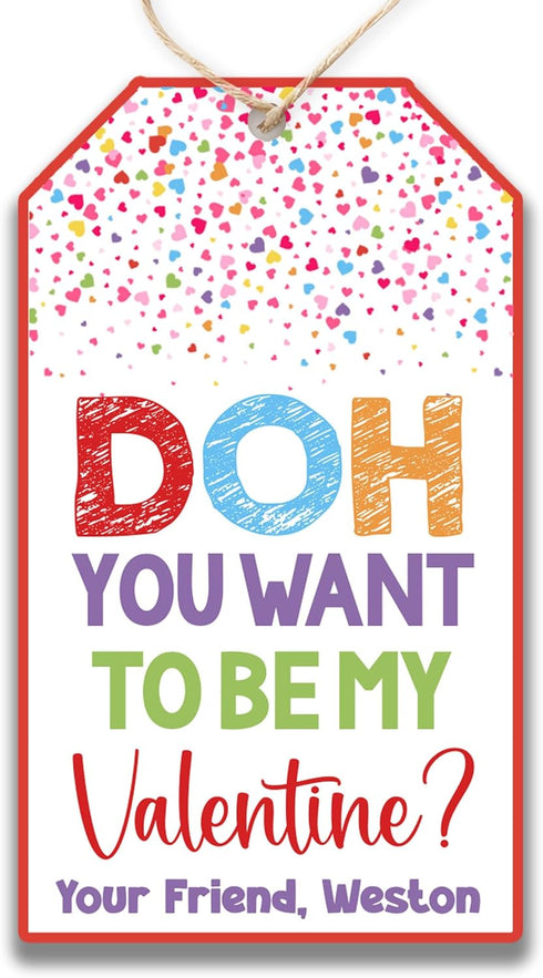 Set of 20 Personalized Doh You Want to Be My Valentine Kid's