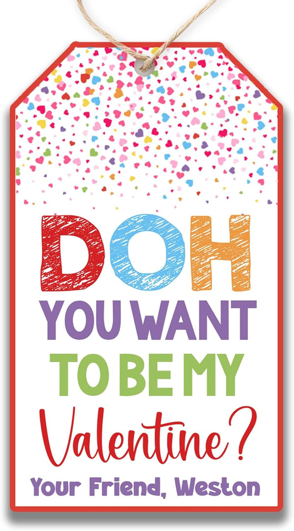 Set of 20 Personalized Doh You Want to Be My Valentine Kid's