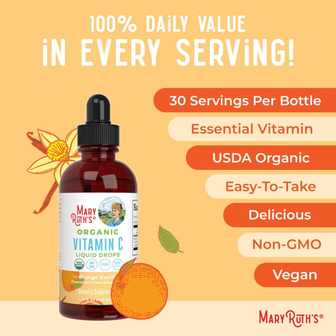 Immune 4 Oz MARYRUTH'S Organic Vitamin C Supplement | Liquid Vitamin C Liquid Drops for Adults & Kids | Support