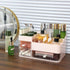 Makeup Organizer, Cosmetic Case with Clear 3 Drawers for Bathroom and Dresser, Pink Display Case for Brushes