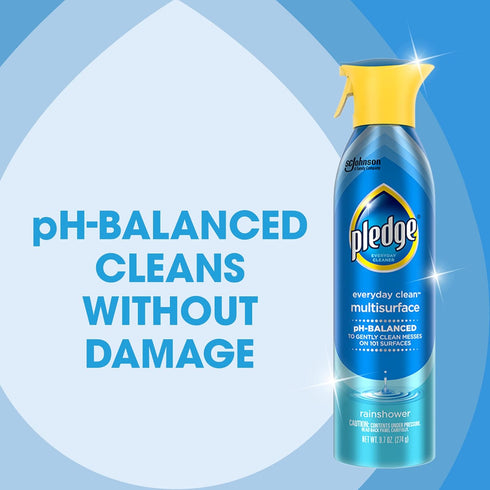 Pledge Everyday Clean Multi Surface Cleaner Spray - pH Balanced for 101 Surfaces - Rainshower Scent, 9.7 oz (Pack of 3)