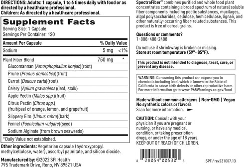 Soluble Fiber Supplement Capsules – Hypoallergenic, Gluten-Free (120)