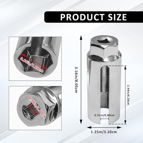 Vrasly 3pcs O2 Set, Offset O2 7/8" (22mm) 3/8" 1/2" Oxygen Sensor Socket, Automotive Oxygen Sensor Socket Sensor Switch