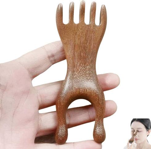 KINTEGOOD Natural Sandalwood Scalp Massage Comb, Wooden Nose Gua Sha Tool for Face