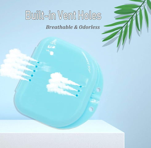 Orthodontic Retainer Case with Vent Holes, Light Blue Color