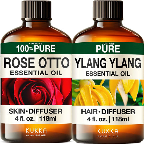 Rose Essential Oils for Skin Use & Ylang-Ylang Essential Oil for Diffuser