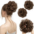 SARLA 2PCS Messy Hair Bun Pieces Wavy Curly Synthetic Updo Scrunchies Ponytail Extension (Medium Brown)
