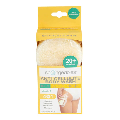 Spongeables Anti Cellulite Body Wash - 20+ Wash Sponge, Citrus, 3 Count