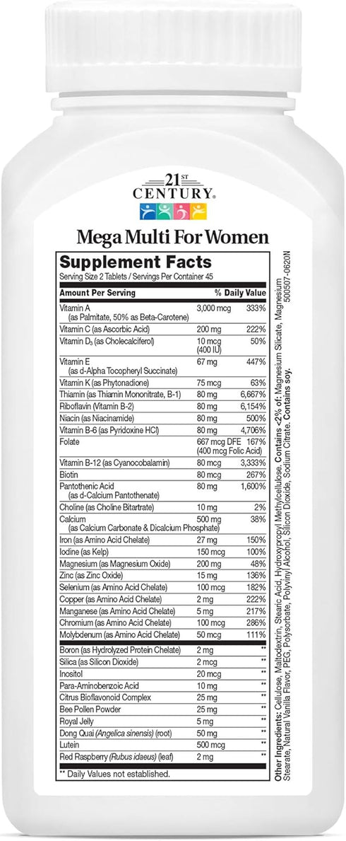 21st Century Mega Multi for Women Tablets, 90 Count