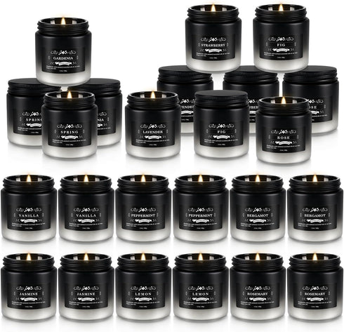Set 24 Pack, Set Scented Candle Black&White, Candle for Home Scented, Odor Eliminating, Stress Relief, Long Lasting Soy