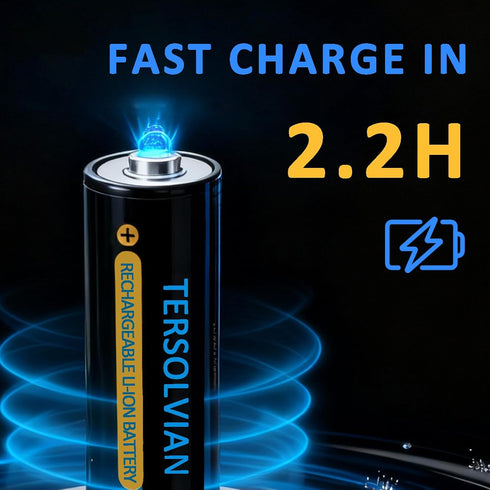 TERSOLVIAN 8 Pack 1.5V 1300mWh 2000+ Rechargeable AAA Batteries Lithium with Fast Charger, Li-ion Triple A Batteries