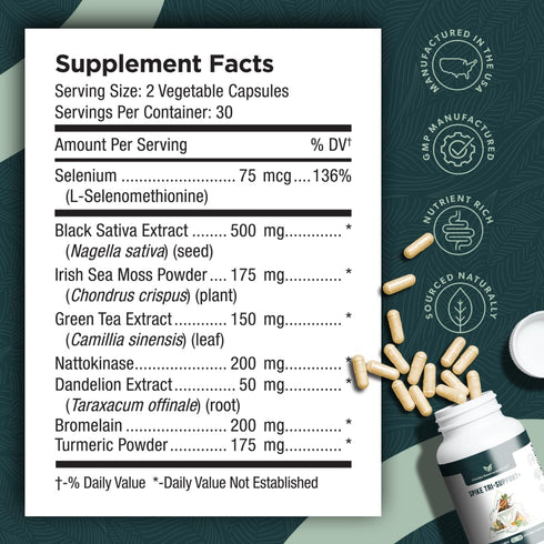Spike Tri-Support+ Supplement with Nattokinase, Bromelain, Turmeric, Dandelion Extract & More for Full Spectrum Support