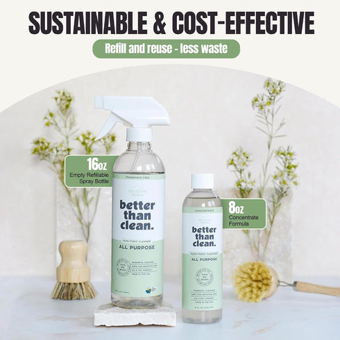 Pack 8oz 16oz All Purpose Cleaner Starter Plant-Based, Fragrance Free, Empty Refillable, Cleaning Kit with Concentrate