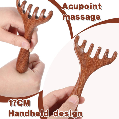 Tweruna 2 6 PCS Wooden Massage Comb Claws, Wooden Head Foot Massager Scalp, Wood Therapy Massage Tools for Head, Back