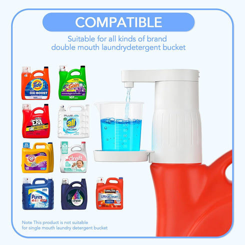 OMOZUN Electric Laundry Detergent Pump with Graduated Cup, Smart Laundry Detergent Dispenser,Rechargeable Detergent