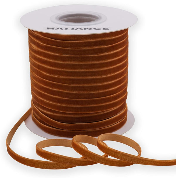 Ginger Velvet Ribbon, 1/4 Inch X 50 Yards for Gift Wrapping, Hair Bows, Choker, Wedding Decorations