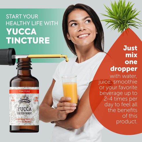 Yucca Tincture, Organic Yucca Extract Herbal Supplement, Non-GMO in Cold-Pressed Vegetable Glycerin, 700 mg