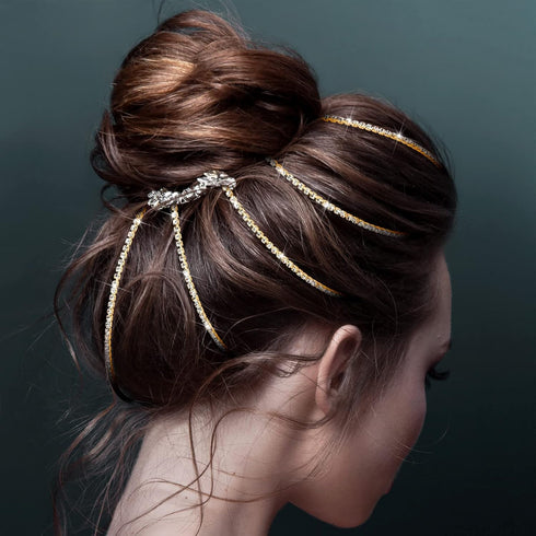 Rhinestone Hair Chains, Hair Accessories, Pearl Hair Clip, Rhinestone Hair Pins for Braids, 6 Count