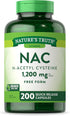 Nature's Truth NAC Supplement, 1200mg, 200 Capsules - Free Form Amino Acid, Non-GMO & Gluten Free