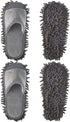 2 Pairs Microfiber Cleaning Mop Slippers, Washable Unisex Dusting Slippers for Floor Cleaning (Gray, Large)