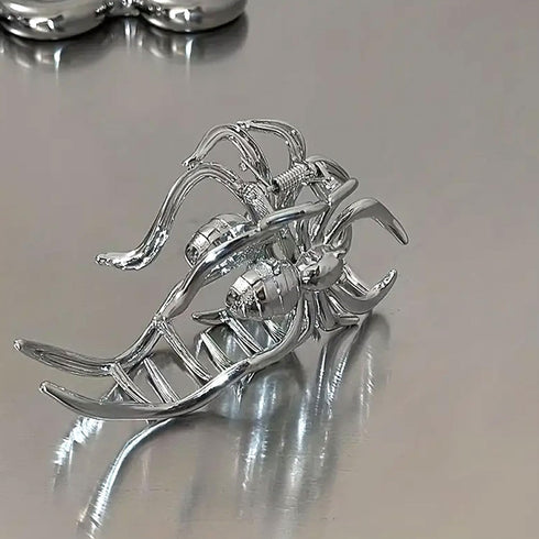 Spider Metal Hair Claw Clips, 1Pcs Alloy Hair Clip for Punk & Y2K-Style Hair Accessories Decorations (Silver Spider)