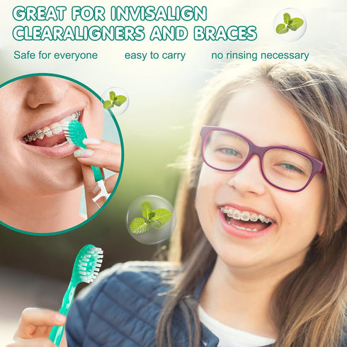 5 in 1 Disposable Mini Toothbrushes, Portable Travel Toothbrush, 24 Packs, Prepasted Oral Care Mint