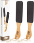 Pumice Stone Foot File (2-Pack), Wooden Handle Scrubber & Callus Remover for Dry Skin and Corns