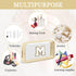 Small Clear Personalized Initial Makeup Bag, Nylon Preppy A-Z Chenille Letter Patch Cosmetic Pouch (Beige-White M)