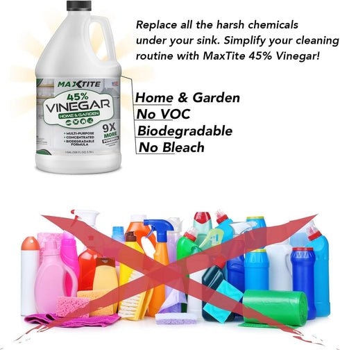 MAXTITE 45% (1 Vinegar - Ultra-Strength Concentrate for Home & Garden Cleaning Gallon Bottle)