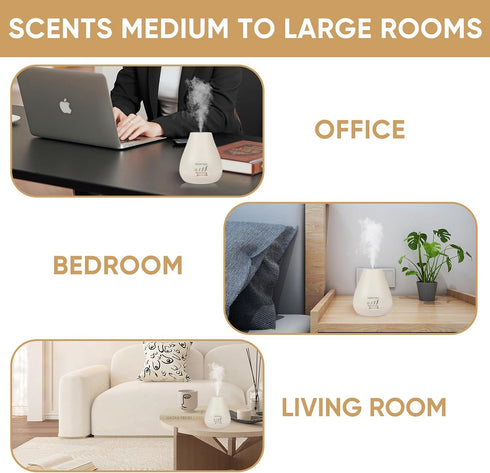 HAPPTWS 3 Settings Essential Oil Diffuser - Waterless Diffuser Timer Battery Powered for Bedroom Yoga Room Toilet Pet
